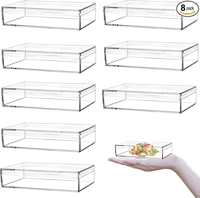 Excellent Acrylic Display Box with Lid - Clear Plastic Square Cube - 8 Pieces - Small - Wedding Party Gift Box - 4.3x2.8x1 InchAbout ThisOverview Fine Crafted