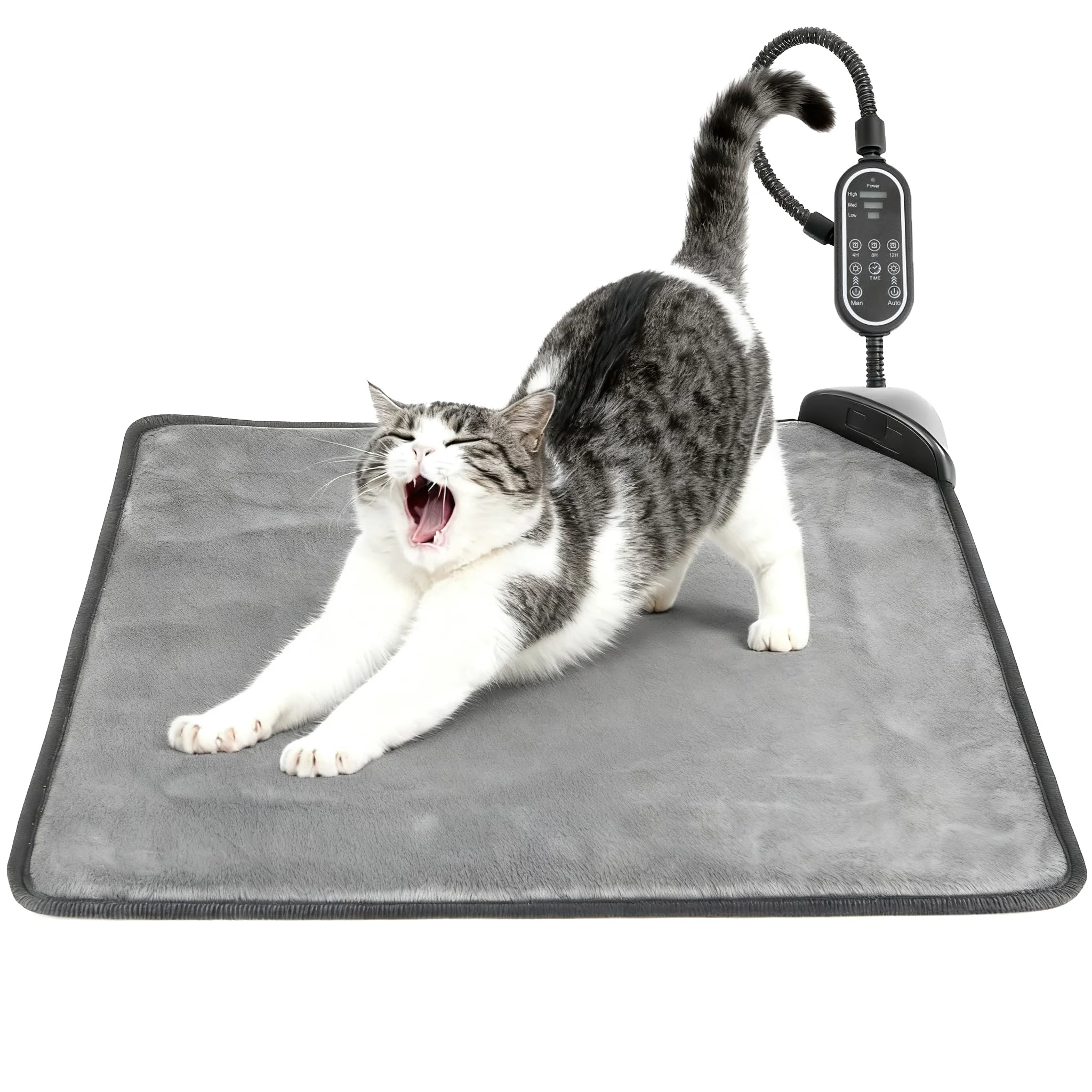Reliable Rasfalo Cat Dog Heating Pad – 3 Timer 3 Temperature Levels Smart Sensor Chew-Resistant Cord Indoor Heated Bed 17.7x17.7 Artisan