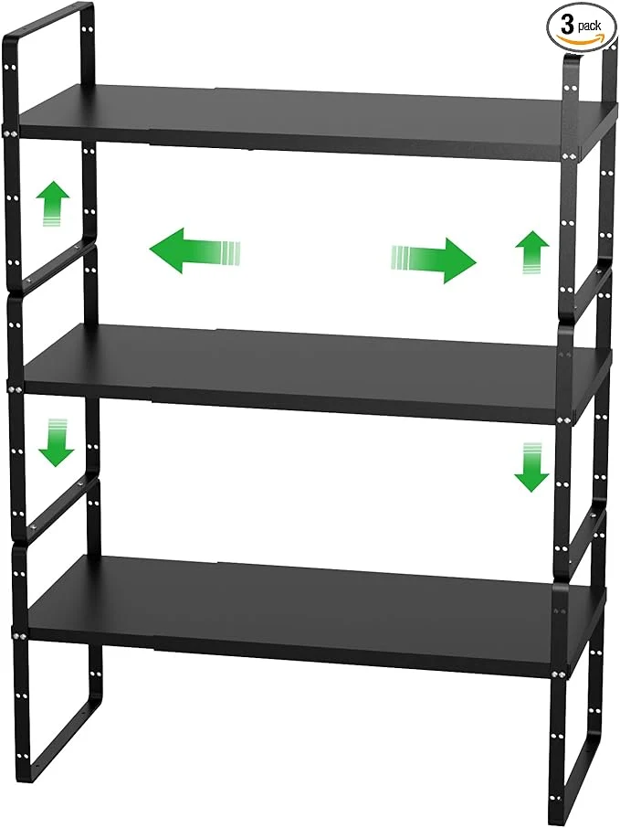 Advanced Cabinet Organizer Shelves Expandable Cabinet Spice Racks Stackable Pantry Counter Under Sink Shelves Storage Shelves for Kitchen Home Office 3 Packs 10.24 D BlackAbout ThisOverview Lightweight