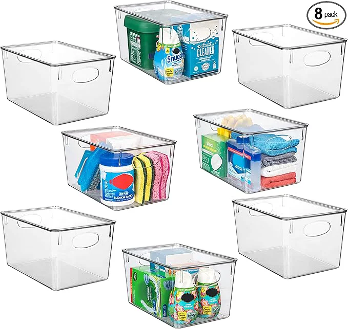 Certified ClearSpace Plastic Storage Bins With lids 8 Pack – Pantry Organization and Storage – Fridge Organizer Pantry Storage Containers and Storage Bins Cabinet OrganizersAbout ThisOverview Natural