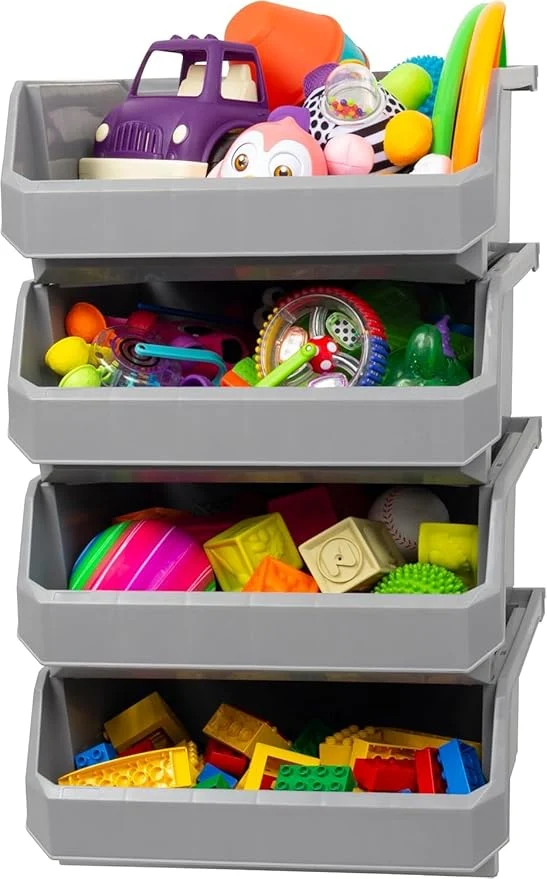 User-Friendly Plastic Containers for Organizing and Storage Bins for Closet Kitchen Office Garage or Pantry Organization Stackable Bins Extra Large 14.8 x 16.5 x 7 4-Pack GreyAbout ThisOverview Premium Material