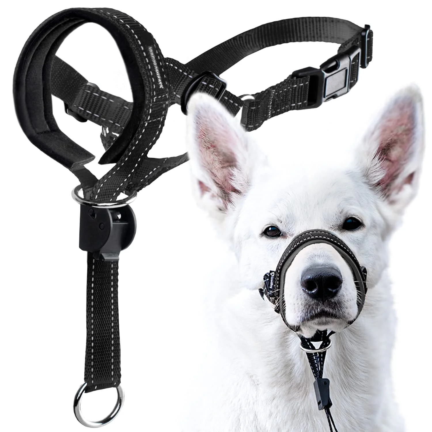 Original GoodBoy Dog Head Halter with Safety Strap – Stops Pulling on Leash Size 3 Black Exceptional