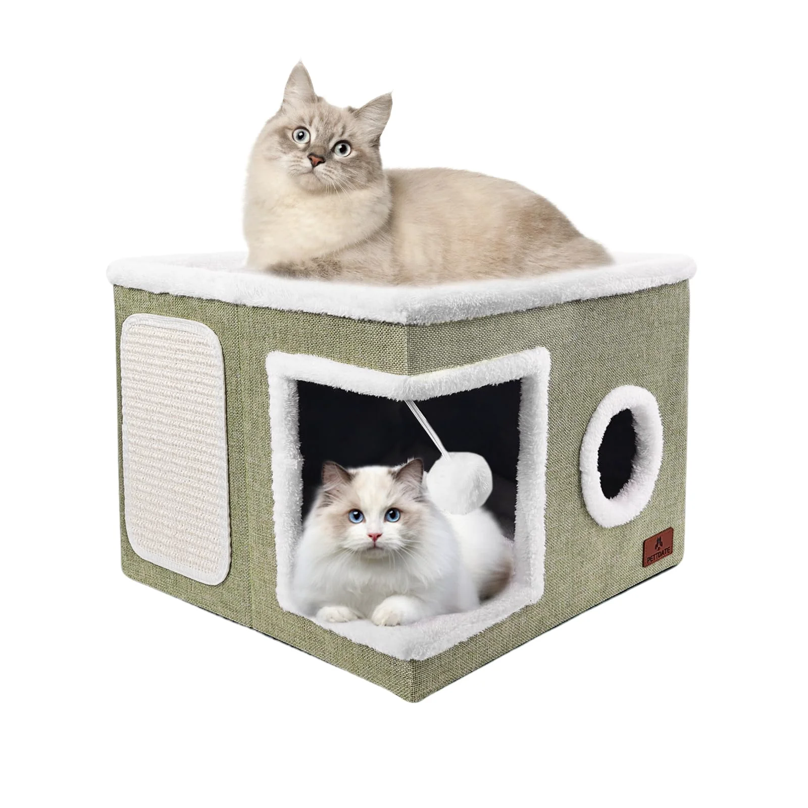 Traditional PETTDATE Cat Beds for Indoor Cats – Large Cave Bed with Scratch Pad Foldable Hideaway Green Responsible