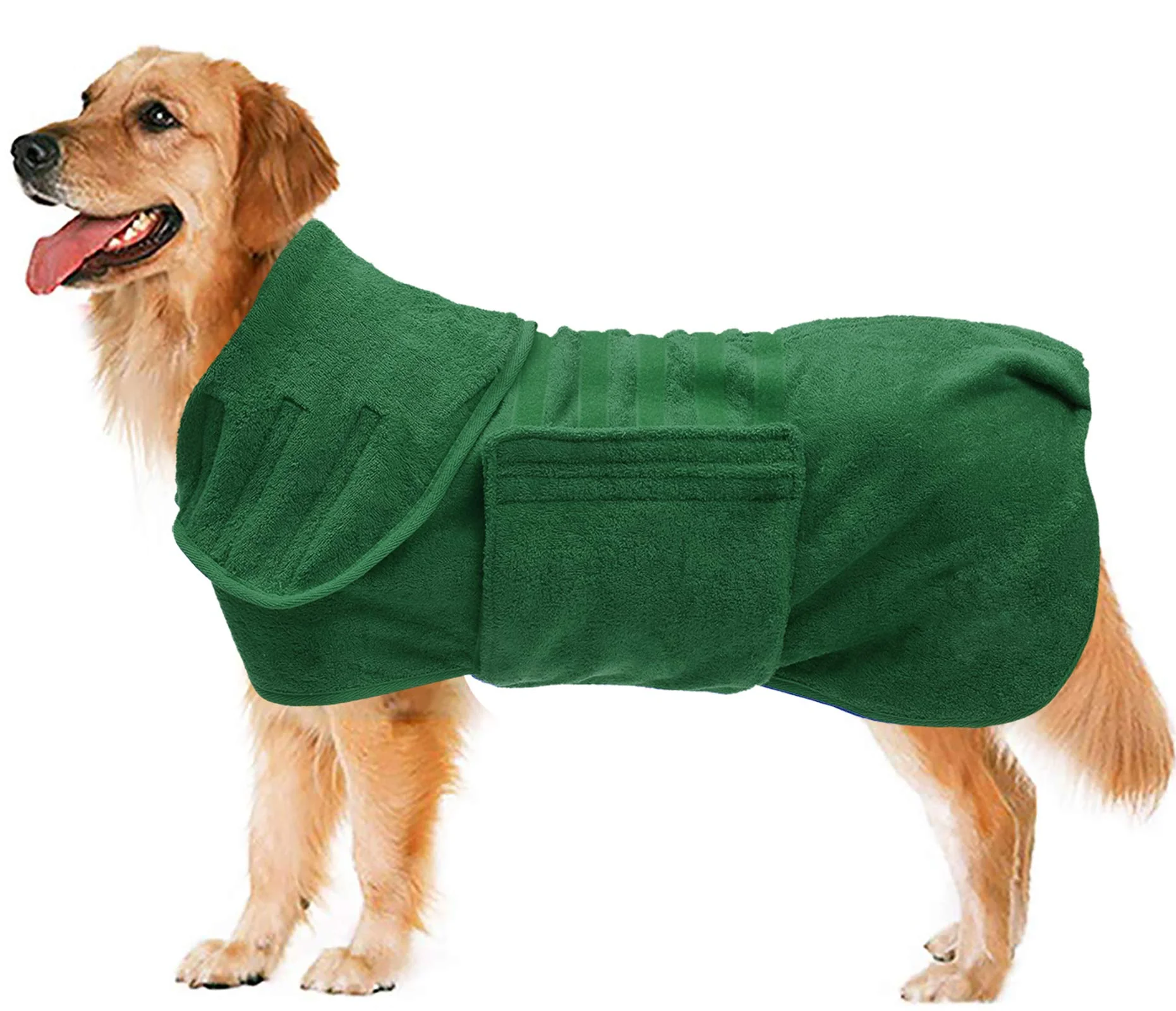 Exclusive Geyecete Dog Drying Coat - Microfibre Fast Drying Bathrobe for Pets Green XL Original Design