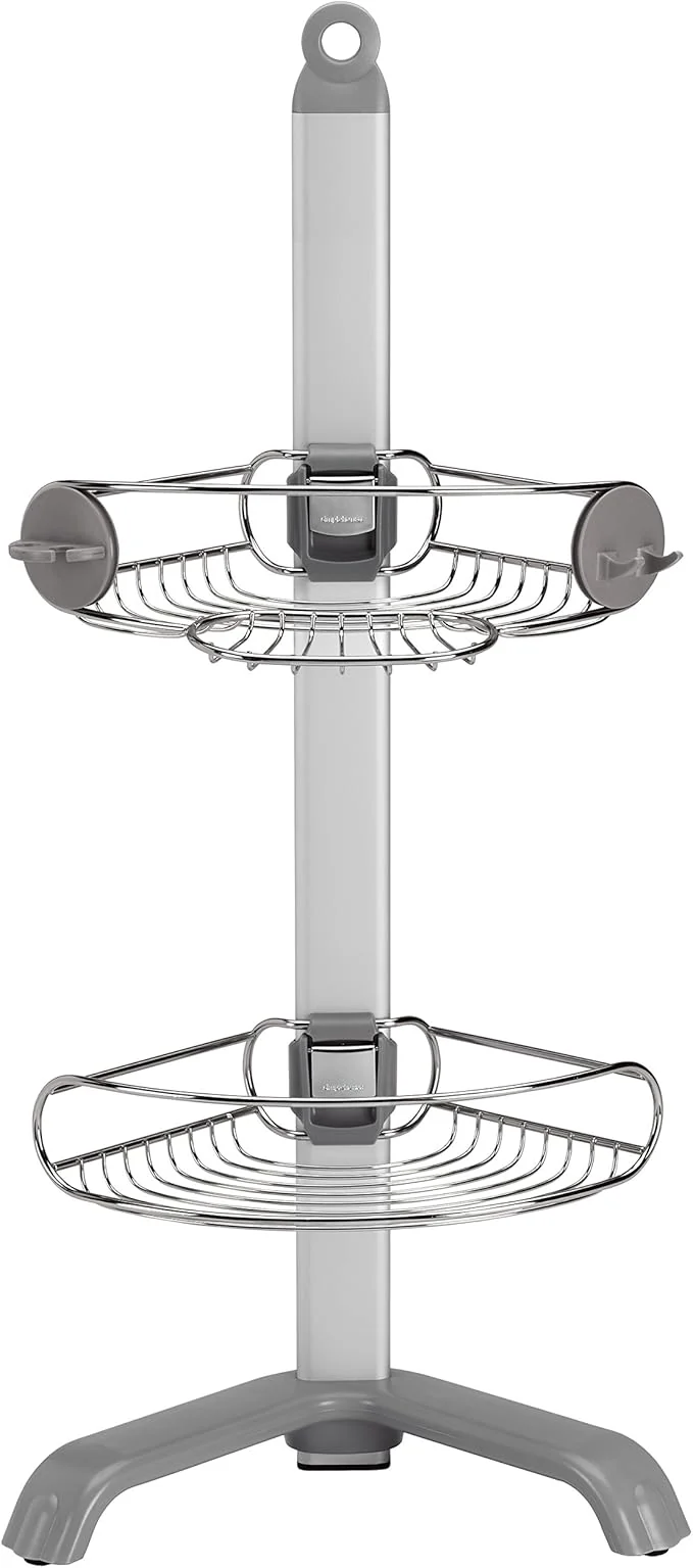 Smooth simplehuman Corner Shower Caddy Stainless Steel and Anodized AluminumAbout ThisOverview Carefully Designed