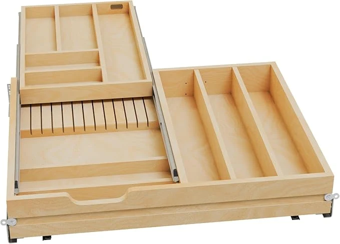 Elegant Rev-A-Shelf Two-Tier Kitchen Utensil Drawer Organizer Pullout Cutlery Tray Soft-Close Slides 27 Cabinet Opening Wood 4WTCD-30HSC-1About ThisOverview Long-Lasting