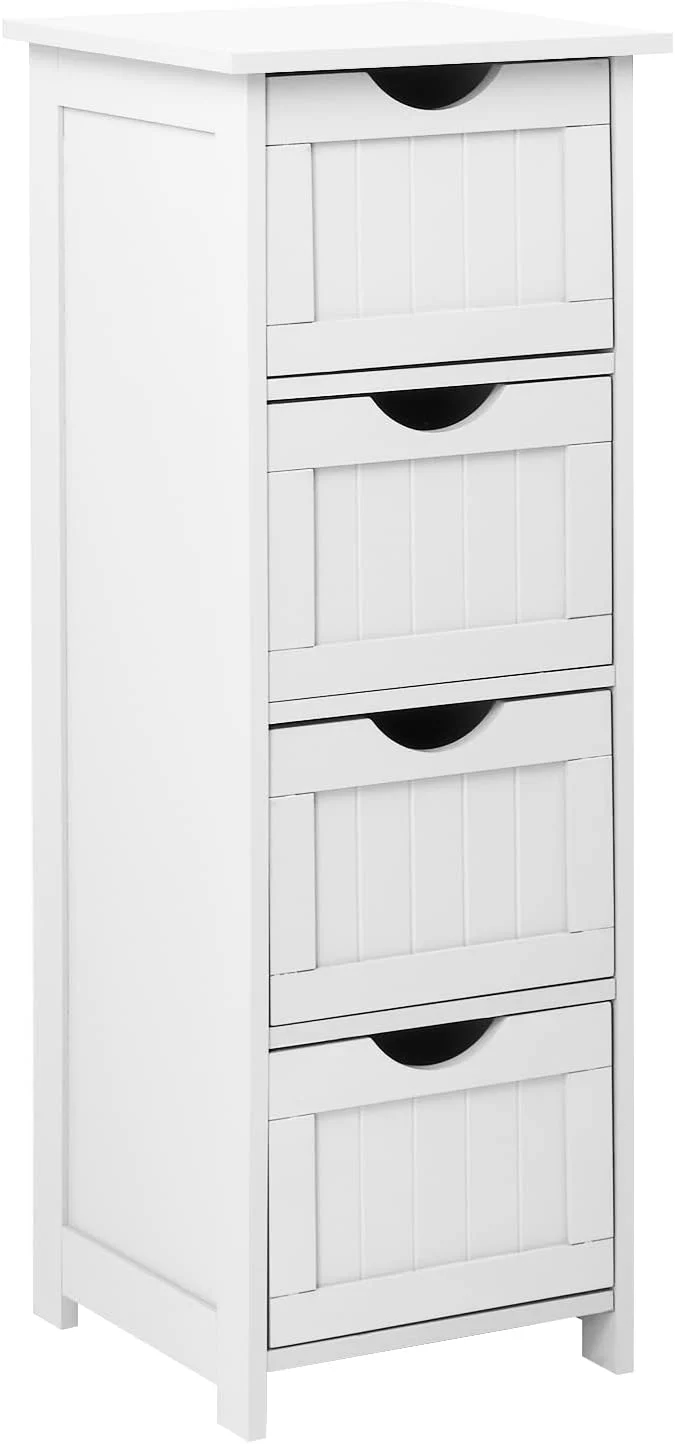 Certified Bonnlo Bathroom Storage Cabinet Skinny Wooden Side Bathroom with 4 Drawers Small Standing Floor Cabinet White Slim 12 Inch Wide Organizer for Bedroom Living Room 12 Inch Deep Narrow OrganizerAbout ThisOverview Crafted