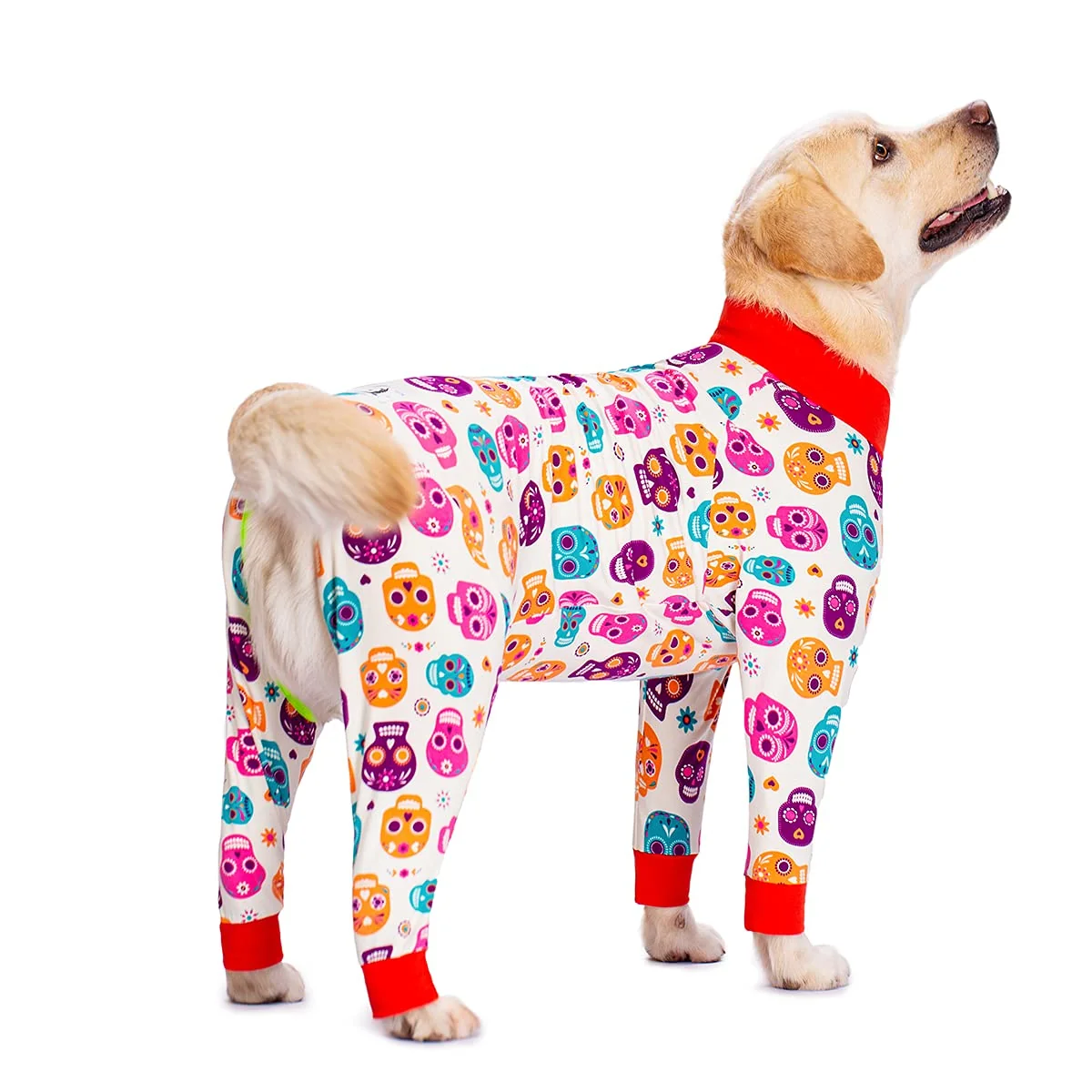 Classic Miaododo Halloween Dog Recovery Suit – Large Post-Surgery Onesie with Skull Print Relaxed