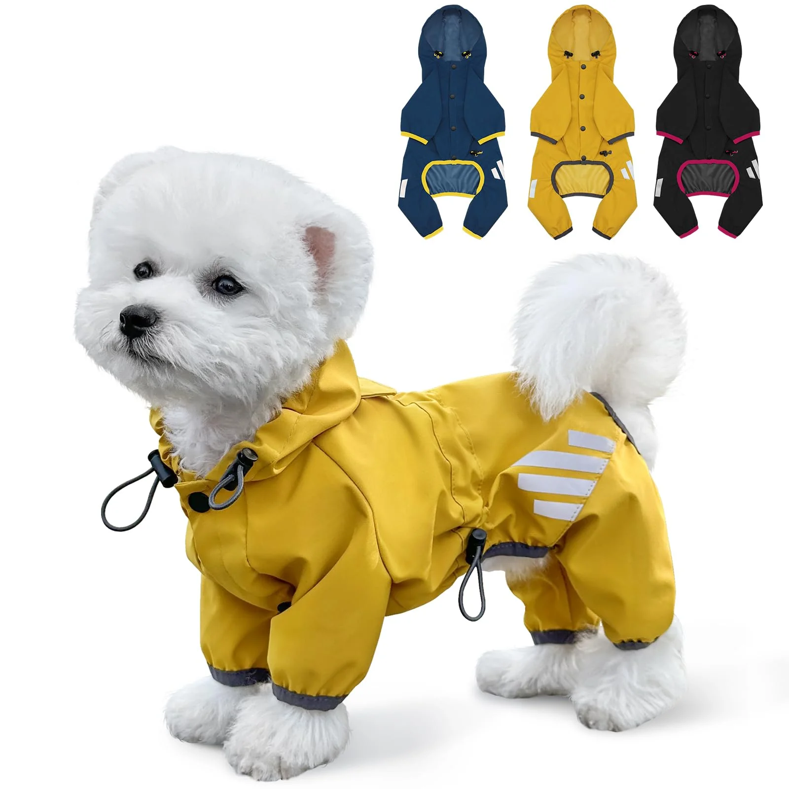 Environmentally Friendly Miucat Dog Raincoat Waterproof Hooded Rain Jacket for Small Medium Dogs Fine