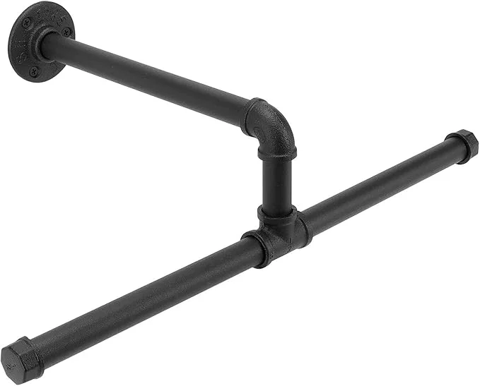 Durable Industrial Pipe Clothes Rack Floating DIY Wall Mounted Heavy Duty Rustic Vintage Clothing Rod Metal Garment Bar Space-Saving Hanging for Bedroom Bathroom and Laundry Room Black 18 inch About ThisOverview Pure
