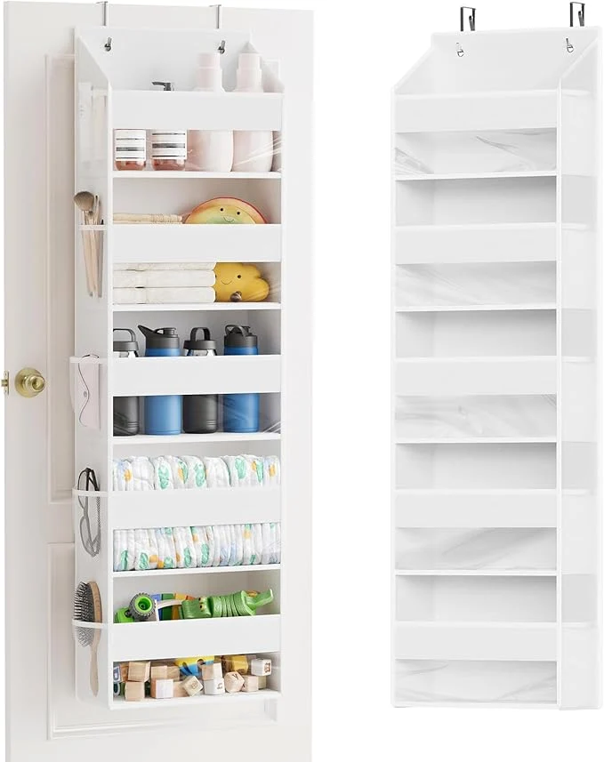 Versatile SpaceAid 1 Pack Over The Door Organizer with 5 Large Pockets and 10 Mesh Side Pockets 5 Layers Door Organizer Hanging with Clear Window for Bedroom Bathroom Pantry and Nursery WhiteAbout ThisOverview Expertly Made