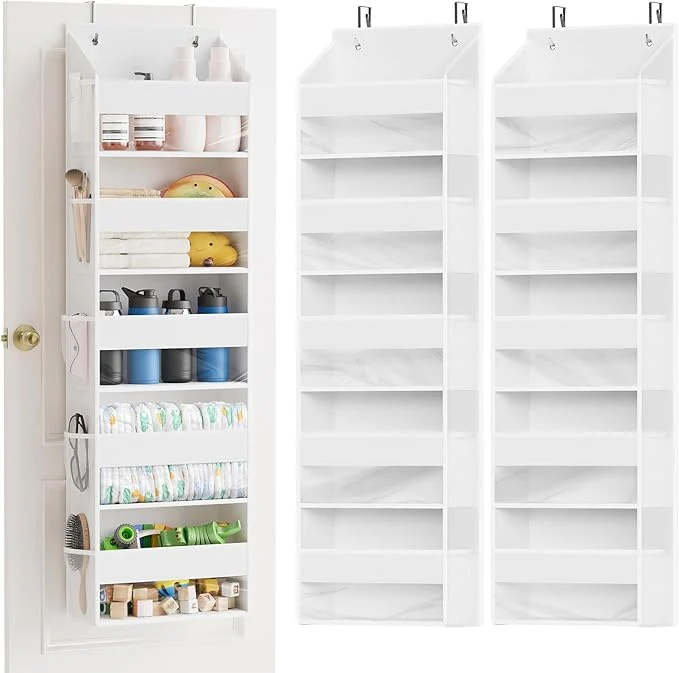 Convenient SpaceAid 2 Pack Over The Door Organizer with 5 Large Pockets and 10 Mesh Side Pockets 5 Layers Door Organizer Hanging with Clear Window for Bedroom Bathroom Pantry and Nursery WhiteAbout ThisOverview Exceptional