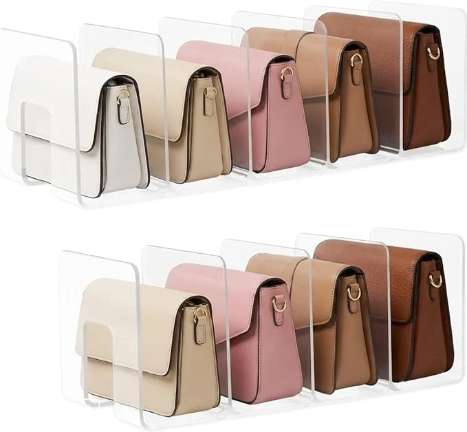 Breathable Purse Organizer for Closet 2 Pack Fixed-Height Shelf Dividers – Clear Acrylic Handbag Organizer Bag Organizer Set for Purse Storage Closet Organization Bookshelf SeparationAbout ThisOverview Fine Crafted