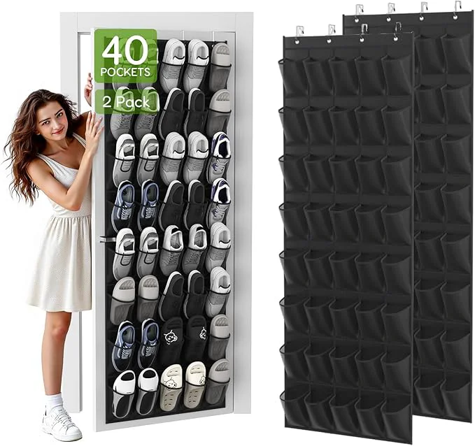 Trendy Unjumbly Over the Door Shoe Organizer with 40 Large Breathable Mesh Pockets Space Saving Shoe Holder Hanging Shoe Rack for Entryway Bedroom Closet Storage Black 80 Pockets About ThisOverview Sophisticated