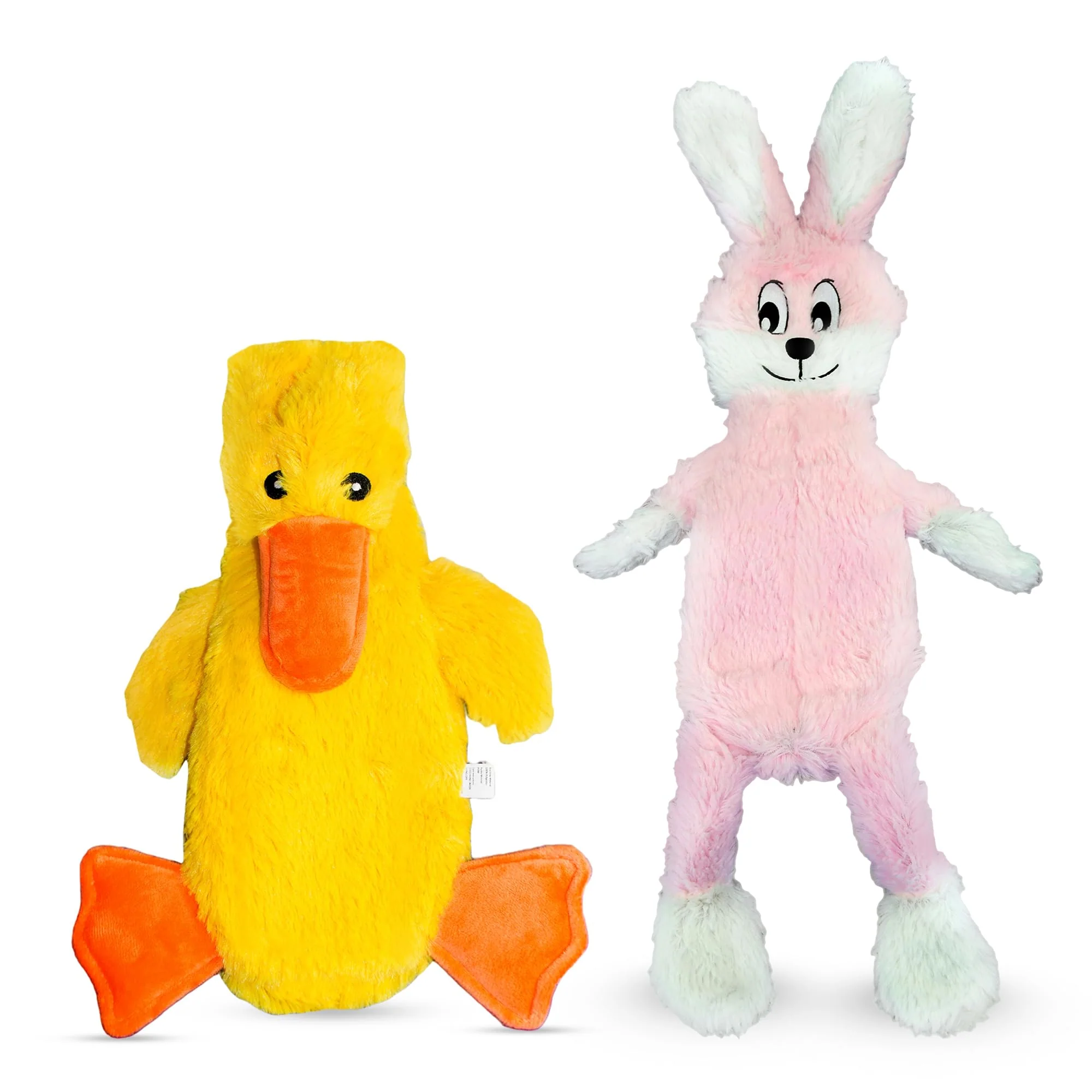 Green FGA MARKETPLACE Pink Rabbit-Duck Flat No Stuffing No Squeak Plush Dog Toy — 21 Inch Organic