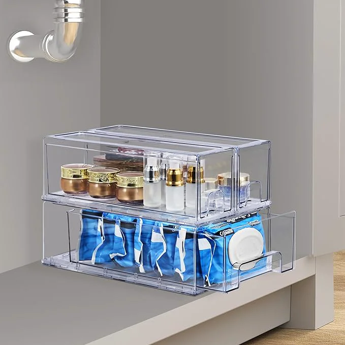 Detailed Sorbus 1 Medium and 2 Small Clear Stackable Storage Drawers Plastic Storage Drawers with Handles Craft Clothes Medicine Makeup Closet Art Supply Bathroom Shoe Toy Storage Organizer 3 Pack About ThisOverview Minimalist