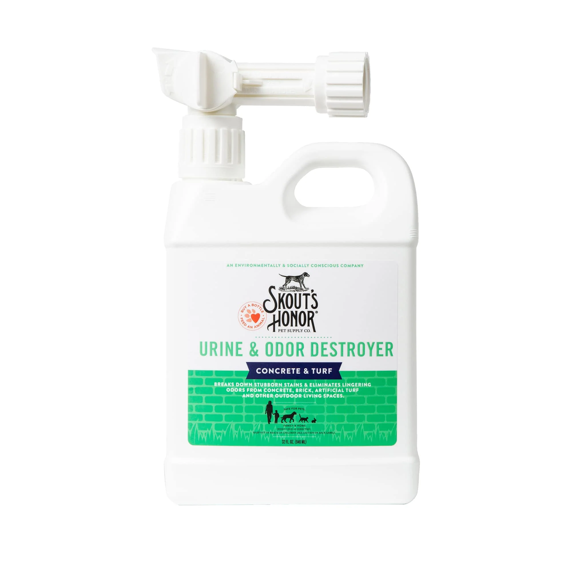 Exclusive SKOUT'S HONOR Pet Urine Odor Destroyer for Concrete Turf — Plant-Powered Cruelty- 32 oz Specialty