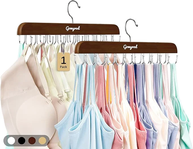User-Friendly Bra Hanger for Closet 1 Pack Tank Top Hanger w 20 Hooks Capacity Foldable Wood Space Saving Hangers 360°Rotating Closet Organizers and Storage for Dorm Apartment for Bra Scarf Ties Brown About ThisOverview Professional