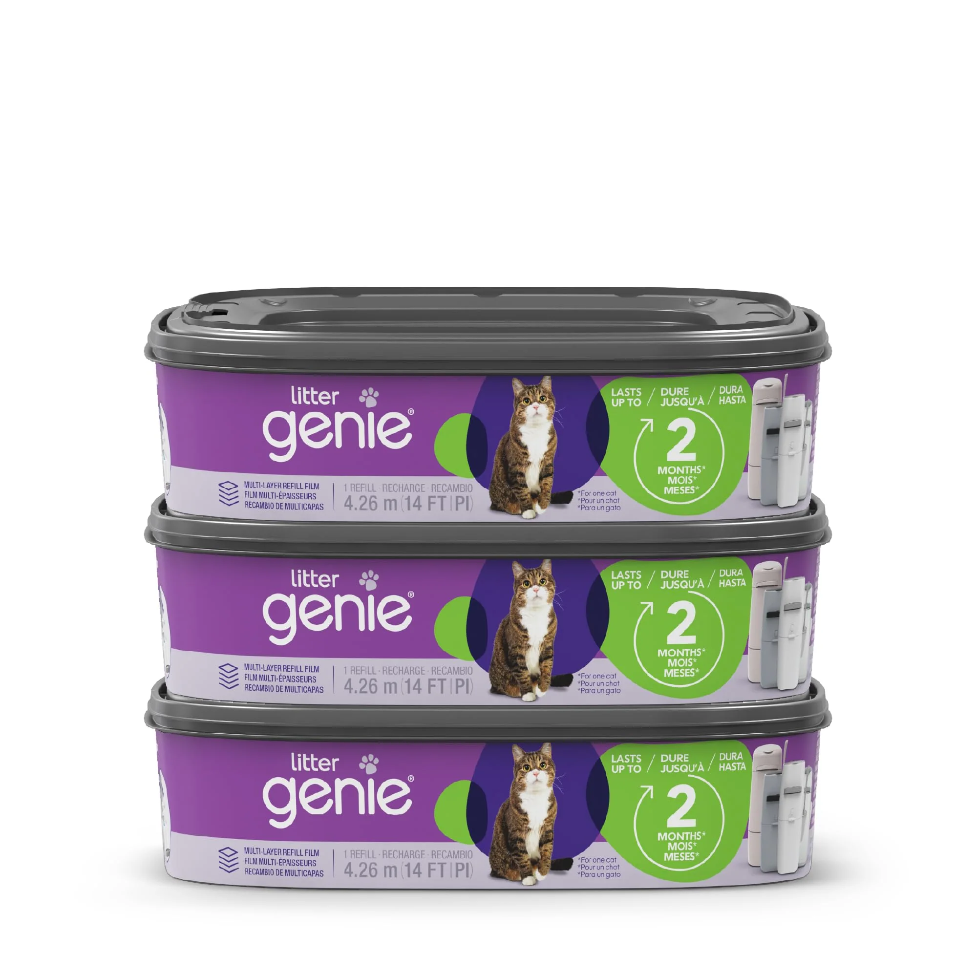 Advanced Litter Genie Refill Bags 3-Pack Odor-Barrier Technology Up to 2 Months Per Cat Luxury