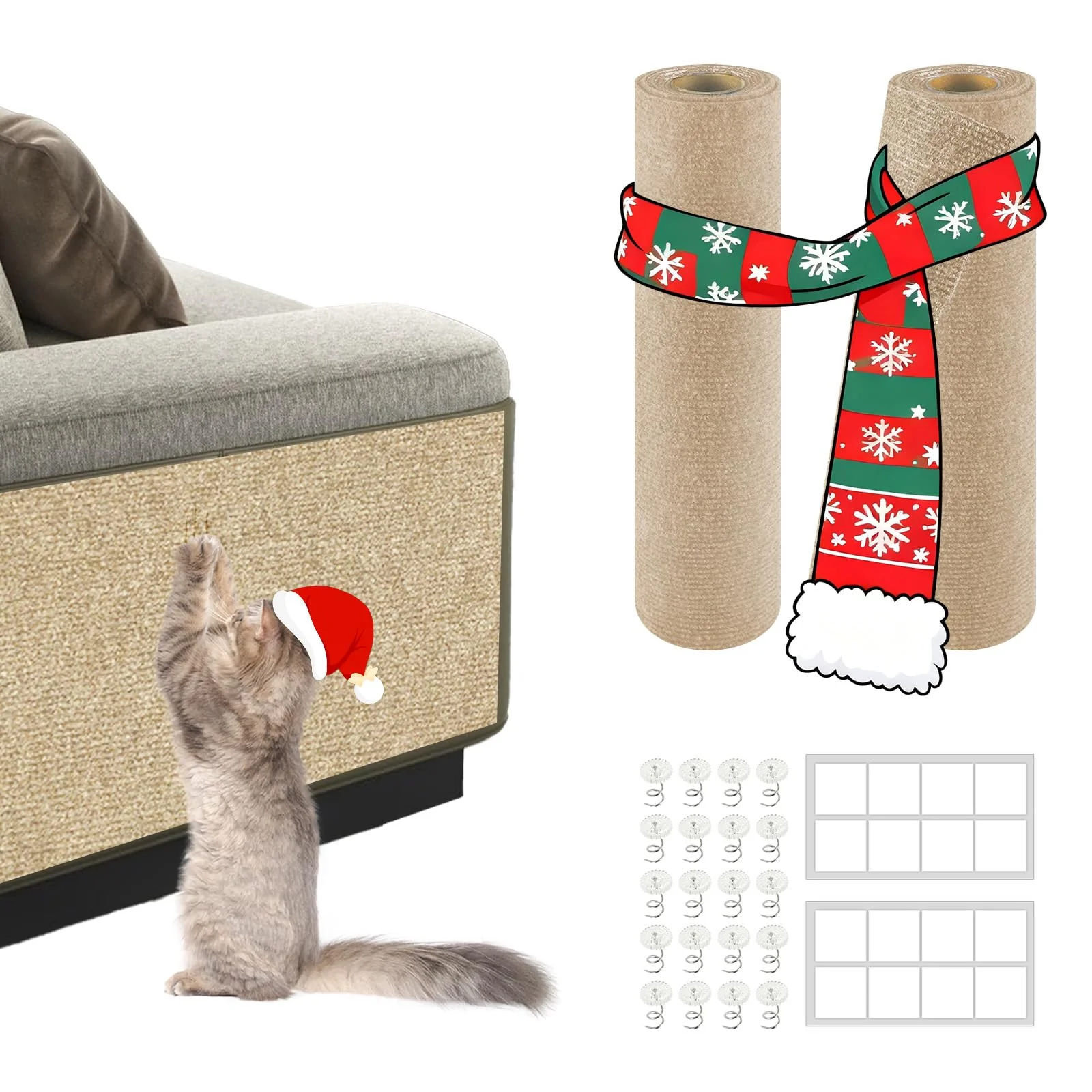 Minimalist ZLAFM 2-Pack Cat Scratch Mat 78.7 x 15.8 in – Khaki Self-Adhesive User-Friendly