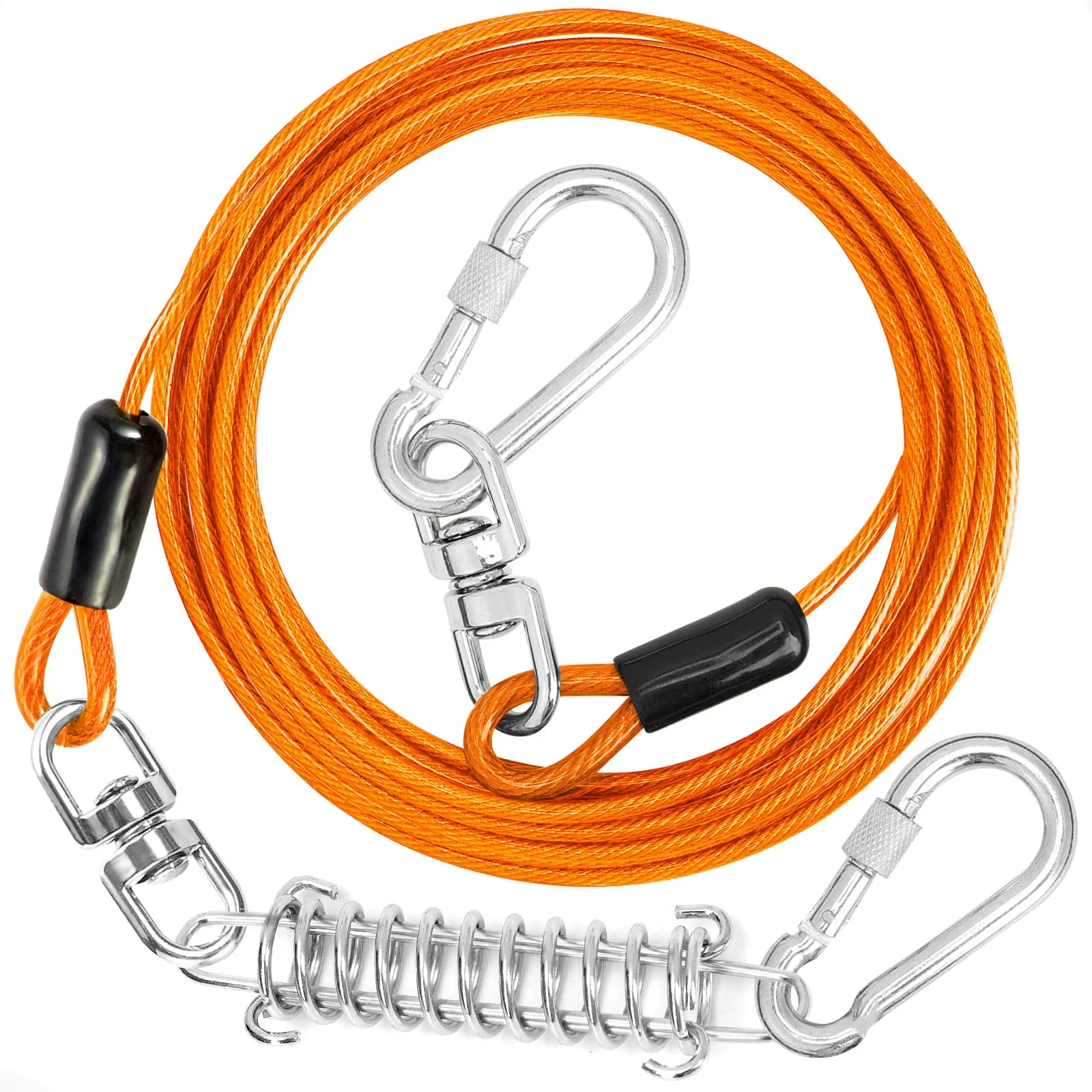 Environmentally Friendly jenico Dog Tie Out Cable – 5mm Steel Wire Rope Heavy-Duty Swivel Hook 10–150FT Pure