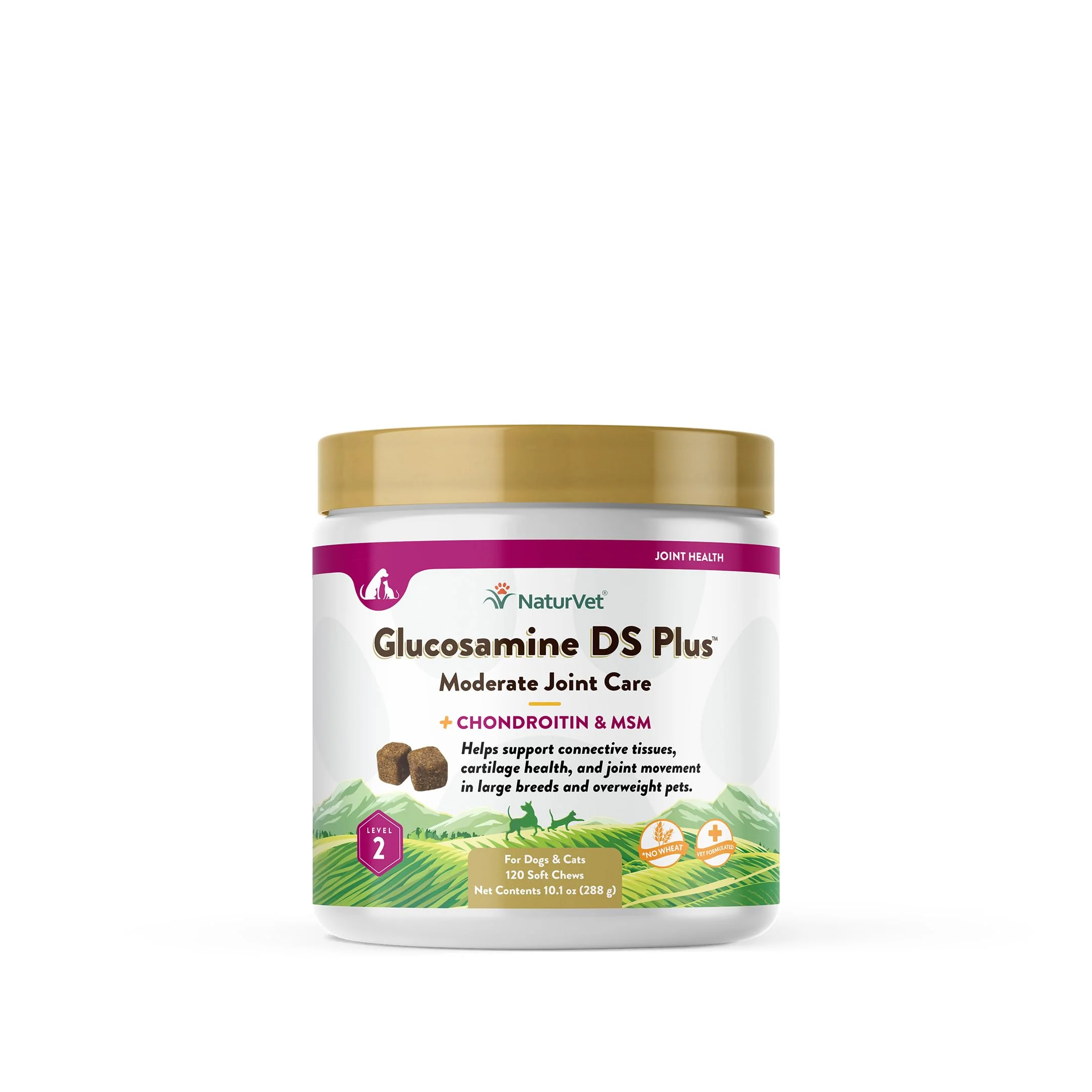NaturVet Glucosamine DS Plus Level 2 – Moderate Care for Healthy Hip Joint Function – 120 Soft Chews Efficient