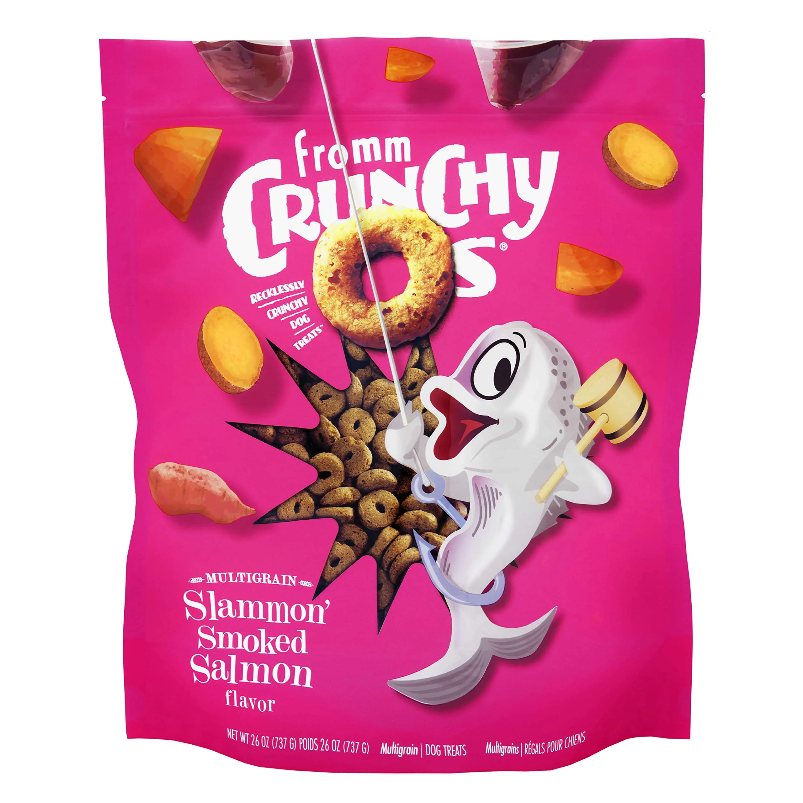 Authentic Fromm Crunchy Os Slammon' Smoked Salmon Dog Treats – Premium Salmon Recipe 26 oz Fine Crafted