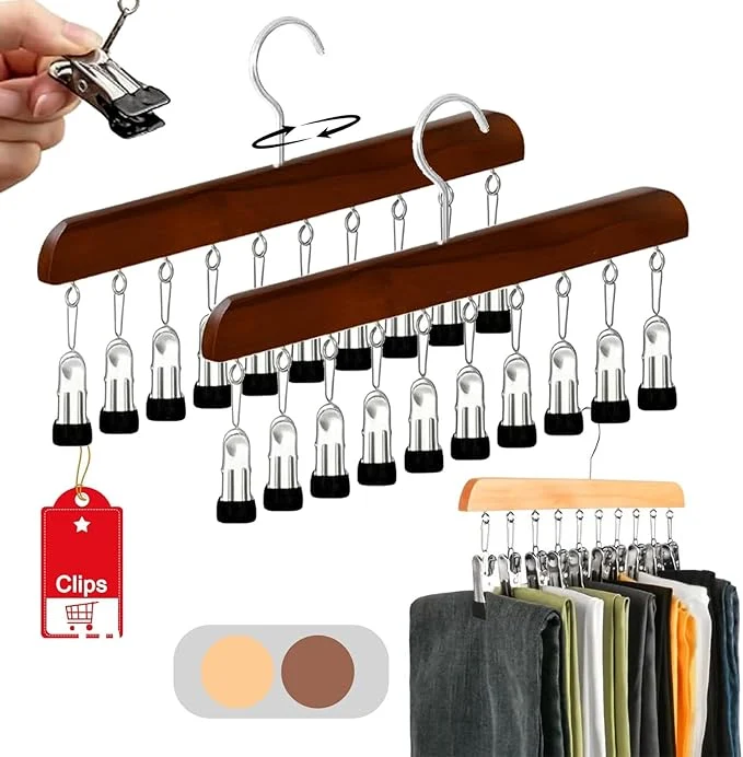 Verified Closet Organizer with 10 Clips - Space Saving Hanging Closet Organizer 2026 Upgraded Legging Hangers for Closet 360° Rotating Metal Clips with Silicone Lining for Clothes Vintage 2PCS About ThisOverview Green