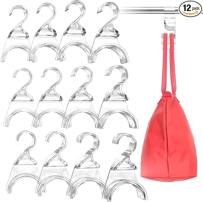 Comfortable Wiosi Premium Clear Purse Hanger Closet Set of 12 - Durable Acrylic Organizers and Storage Bag Hanger for Luxury Closet - Purse Hanger Holder for Handbags Premium Backpack Purse HooksAbout ThisOverview Secure