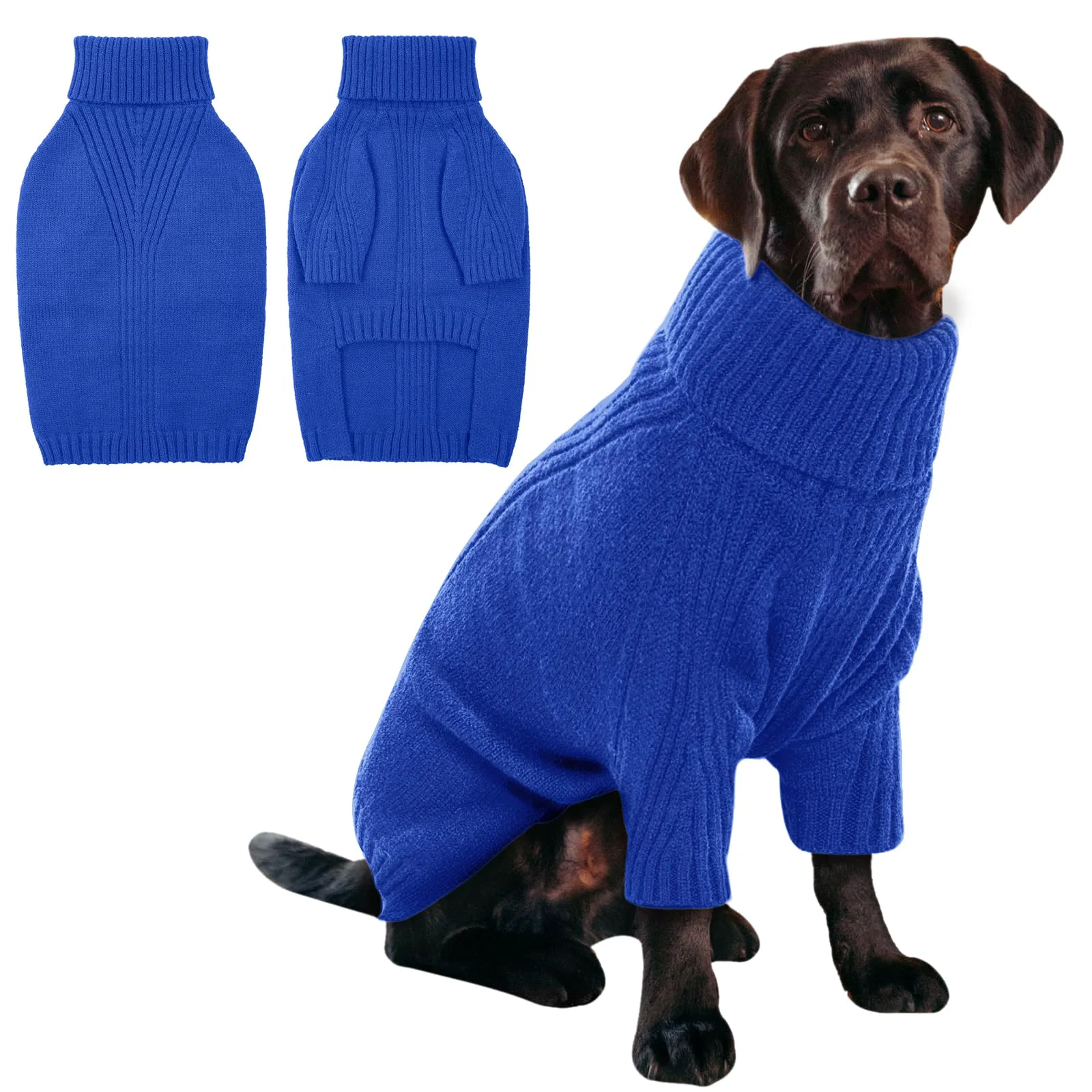 Refined IECOii XL Dog Sweater - Large Winter Turtleneck Pullover for Big Dogs Royal Blue XL Pure