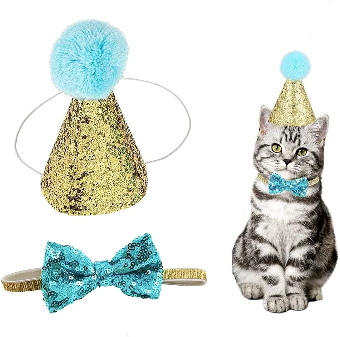 Dependable Christmas Pet Party Jazz Hat and Blingbling Bow Tie Breakaway Collar Set Prestigious