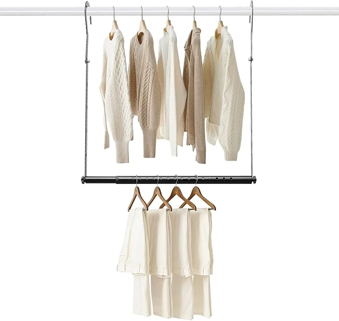 Traditional Hanging Closet Rod Extenders Adjustable Width and Height Closet Extender Hanging Rod Space-Saving Closet Hanging Rod Heavy Duty Closet Bar for Hanging Clothes 1 Pack BlackAbout ThisOverview High-End