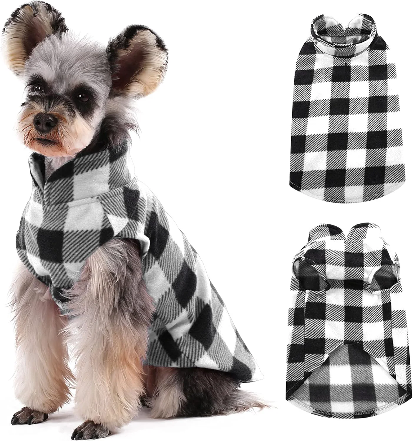 Authentic Kuoser Dog Fleece Vest Warm Plaid Dog Sweater with Leash Hole Soft Turtleneck Winter Pet Jacket Dogs Coat Pullover for Small Medium Dogs Cats Spring Fall Cold Weather Christmas Outfit Black XS Optimized