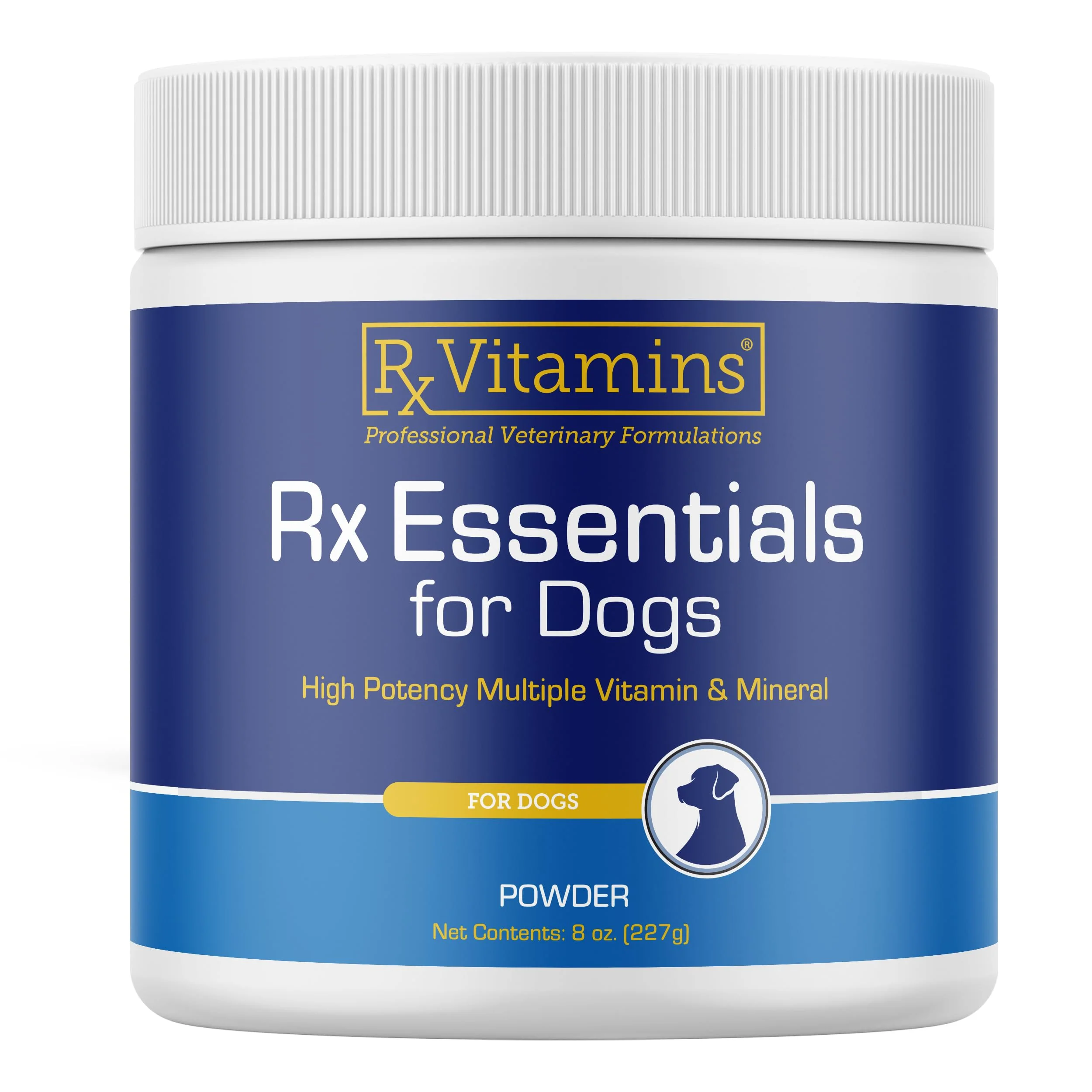 Reusable Rx Vitamins Essentials for Dogs — Daily Multivitamin Powder with Blue Spirulina Kelp Milk Thistle 8 oz Flexible