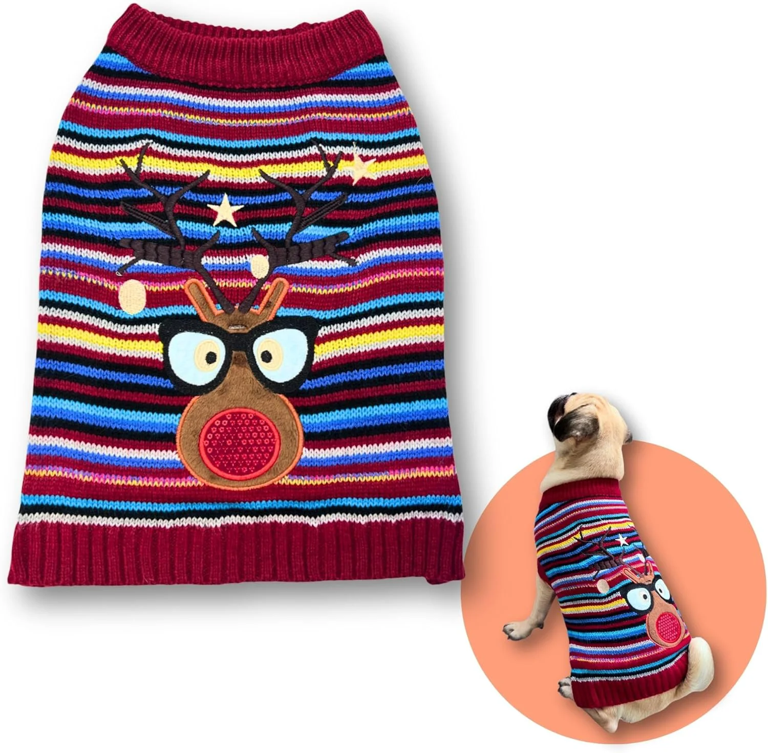 Detailed Cute Sweater for Dogs and Cats Soft Flannel Pet Outfit Warm and Cozy Animal Hoodie Small to Large Pet Clothes for Halloween Parties and Everyday Wear Small Colorful Deer Exclusive