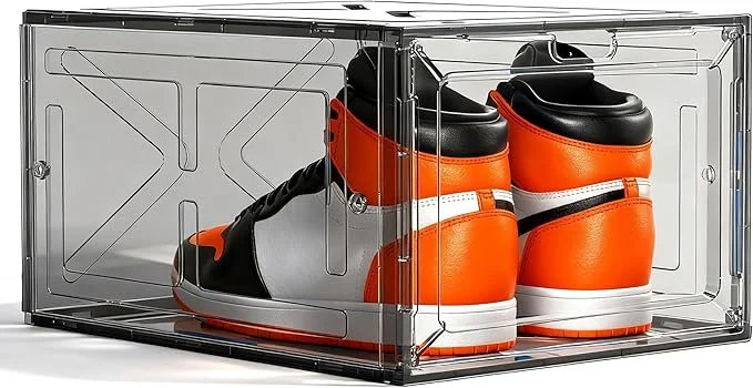 Official 1 Pack Drop Front Shoe Box for Men s Sneakers Stackable Magnetic Display Case Large Size for Up to US 13 Clear-Black Organizer – 13.5 x 10.55 x 7.5 InchesAbout ThisOverview Next-Generation