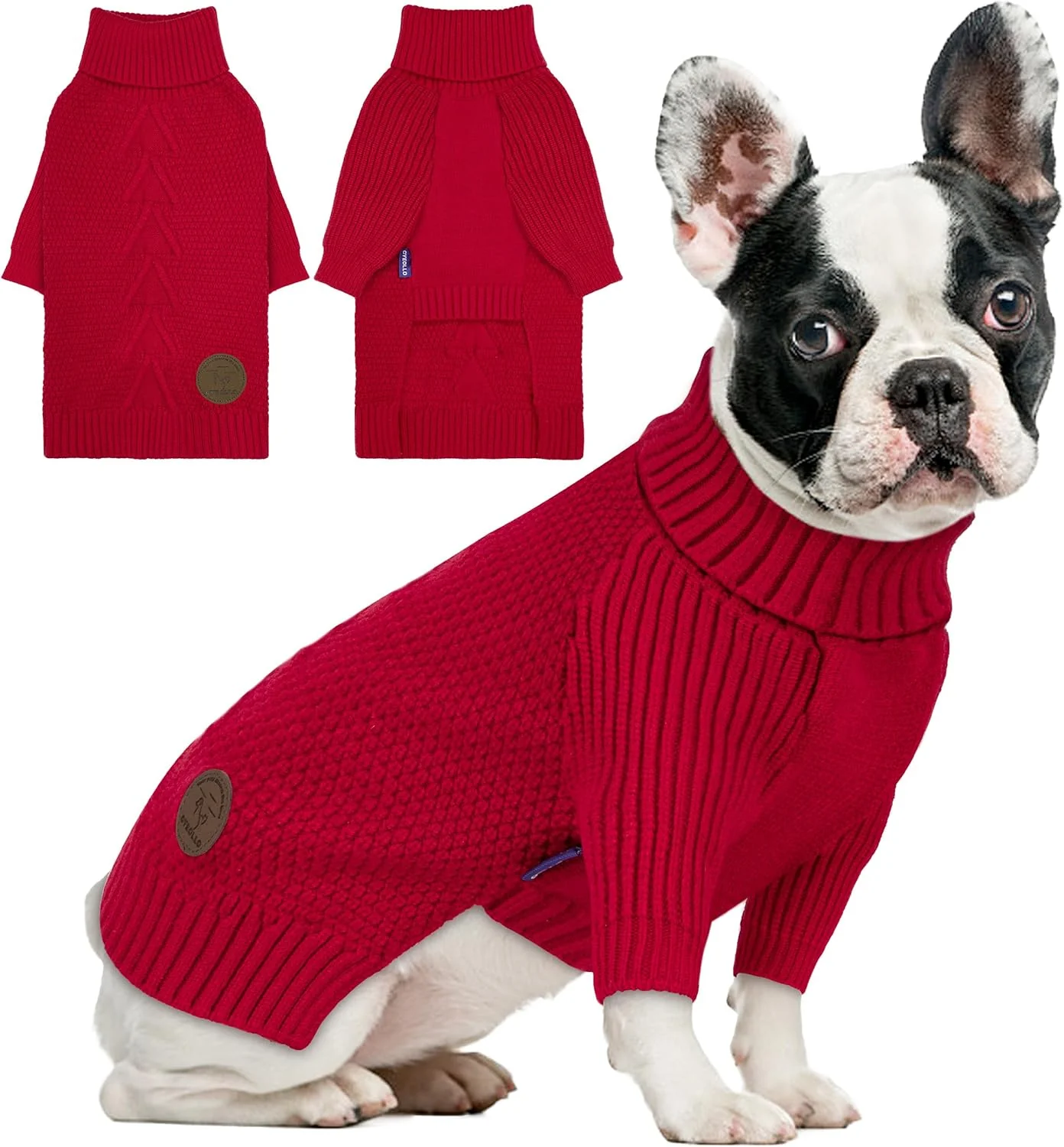 Eco-Friendly cyeollo Small Dog Sweater Warm Turtleneck Sweaters for Small Girl Knit Doggy Sweatshirt with Sleeves Fall Winter Pullover Cold Weather Dog Clothes for Indoor Outdoor Wear Red S Fine Crafted