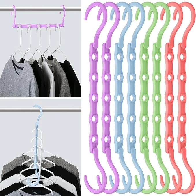 Clean Mr. Pen- Space Saving Hangers for Clothes 8 pcs Playful Pop Colors Plastic Multi Clothes Hangers Space Saving 5 Slots 360° Rotating HooksAbout ThisOverview Premium