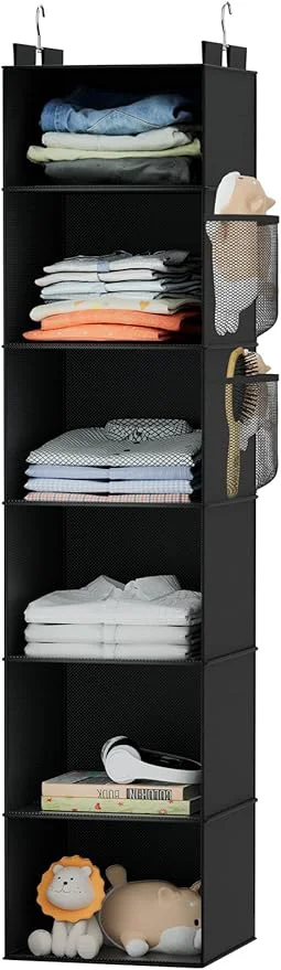 Verified VERONLY Hanging Closet Organizer and Storage with Bamboo Support 6-Shelf Closet Hanging Storage Shelves Closet Organizers Easy Mount Foldable for Bedroom Black About ThisOverview Outstanding