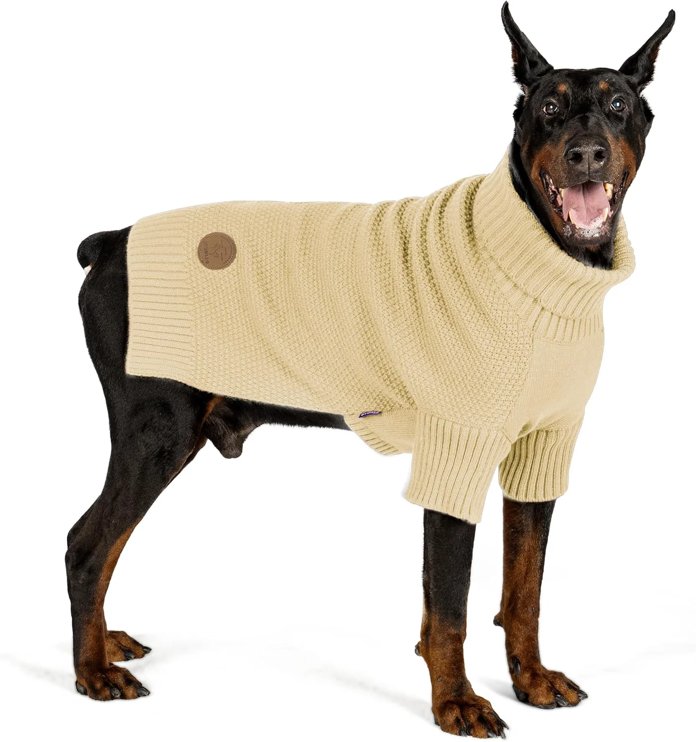 Stylish cyeollo Dog Sweater Turtleneck Knitted Sweaters with Leash Hole Winter Clothing Dog Clothes Sweaters for Medium Large Dogs Green