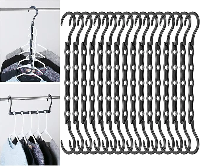 Crafted Mr. Pen- Space Saving Hangers for Clothes 16 pcs Black Plastic Multi Clothes Hangers Space Saving 5 Slots 360° Rotating HooksAbout ThisOverview Elegant