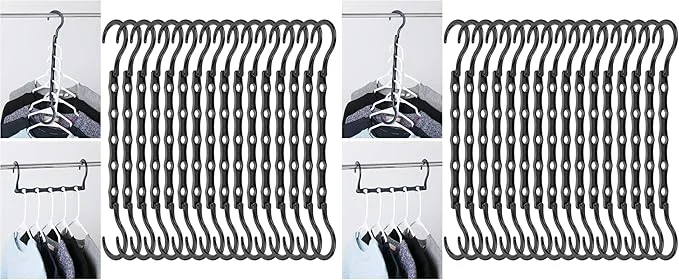 Refined Mr. Pen- Space Saving Hangers for Clothes 16 pcs Black Plastic Multi Clothes Hangers Space Saving 5 Slots 360° Rotating Hooks Pack of 2 About ThisOverview Contemporary