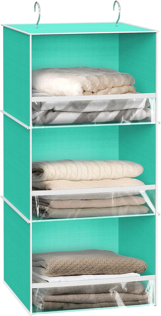 Clean Simple Houseware 3 Shelf Hanging Closet Organizer with Front Stopper TurquoiseAbout ThisOverview Trendy
