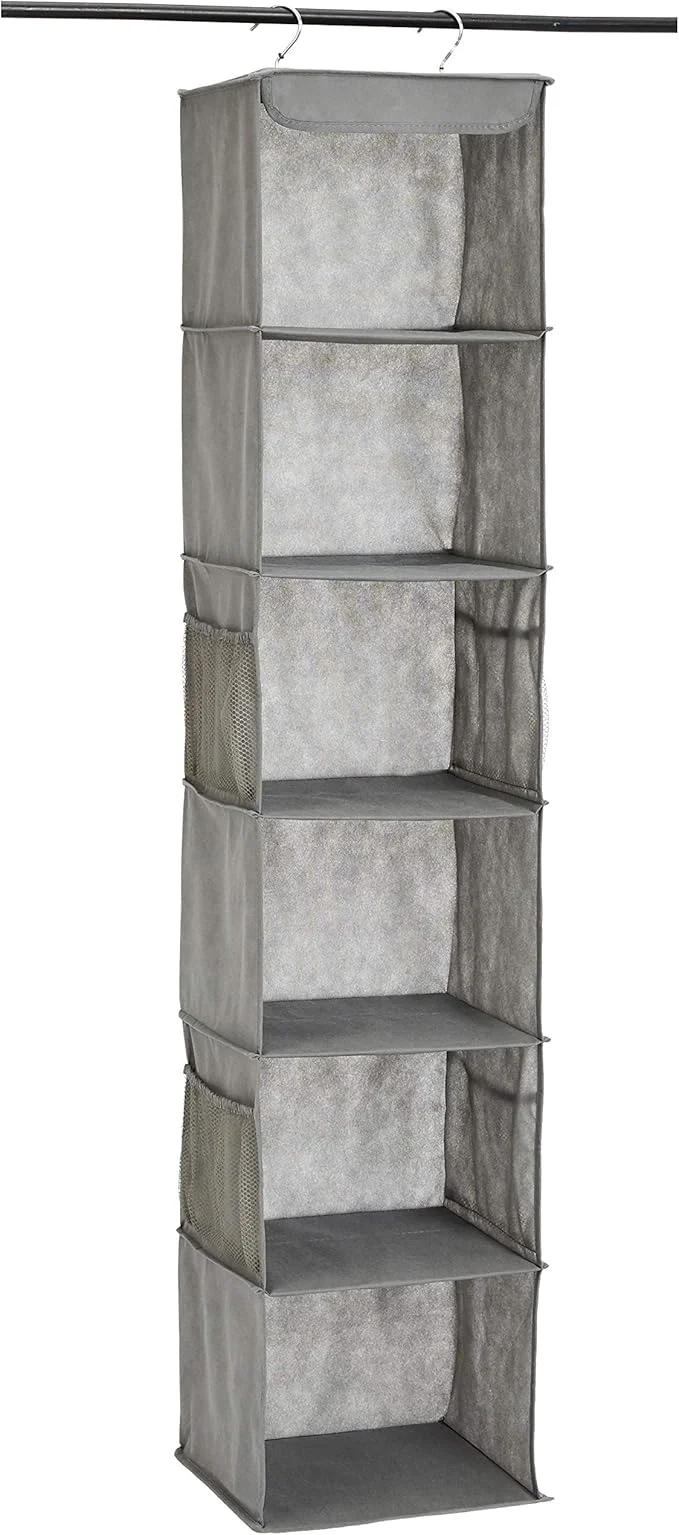 Traditional Amazon Basics 6-Tier Hanging Closet Shelf Organizer With Pockets 8.5 D x 12 W x 9 H Grey Organizer With PocketsAbout ThisOverview Outstanding