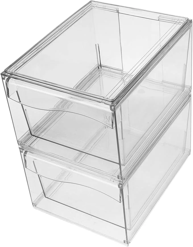 Contemporary OUNONA 2pcs Stackable Makeup Organizer Removable Acrylic Cosmetic Storage Box for Efficient Desktop and Bathroom OrganizationAbout ThisOverview Soft