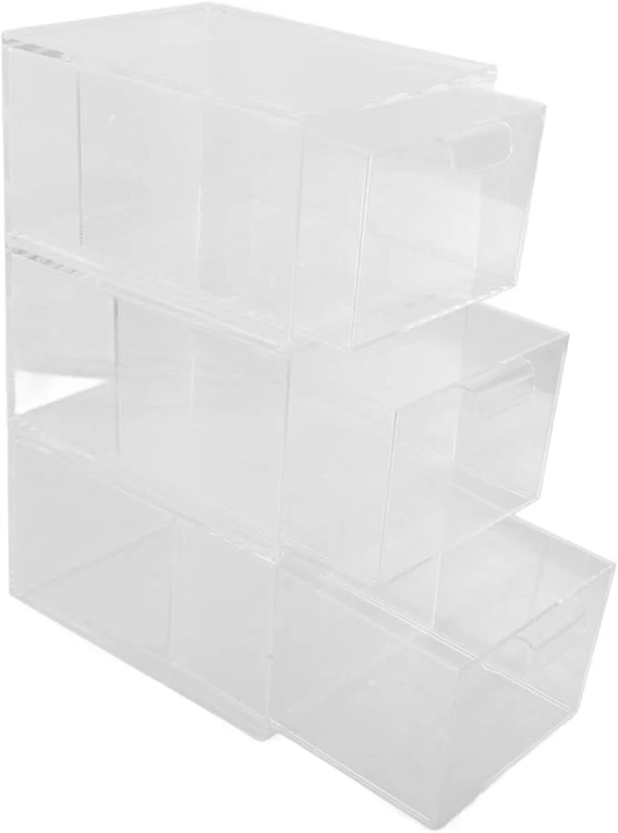 Solid Uonlytech 3Pcs Stackable Makeup Organizer Transparent Storage Box for Vanity and Drawer Style Design Space Saving for Bathroom and Home UseAbout ThisOverview Consistent