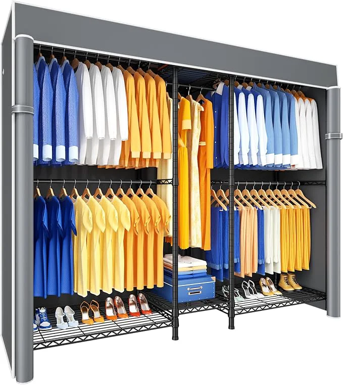 Artisan Ulif E12C Pro Heavy Duty Closet Organizer System，standing Clothing Racks for Hanging Clothes，Adjustable Garment Rack 71 W x 16 D x 76.5 H Hold 960lbs，Black Clothing Rack with Grey Dustproof CoverAbout ThisOverview Genuine