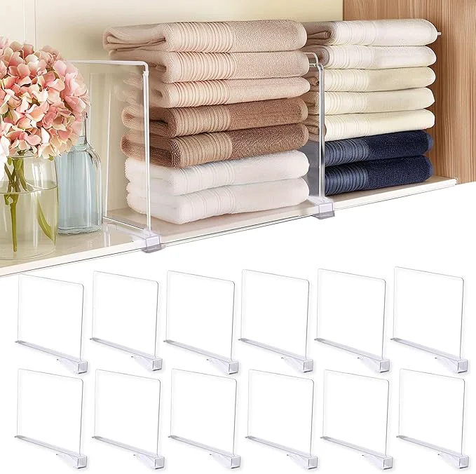 Sustainable Shelf Dividers for Closet Organization 12Pcs Closet Purse Organizeder Acrylic Shelf Dividers Purse Closet Organized Closet Dividers for Shelves Clear Shelf Dividers Shelf Separators in Closet 12Pack About This Premium Material
