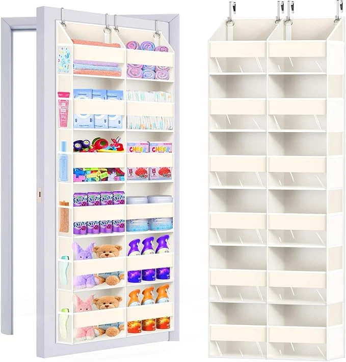 Casual Heavy Duty Over The Door Organizer 6 Tiers Extra Large Behind Door Storage of 12 Big Front 12 Mesh Pockets 80lb Weight Capacity Hanging Doors Storage for Closet Bedroom Nursery BeigeAbout ThisOverview Specialty