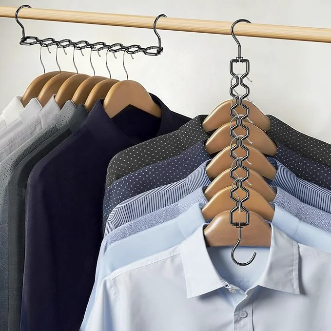 Sophisticated 12 Pack Space Saving Hangers for Clothes Heavy Duty 30Lbs Capacity Clothes Space Saver Sturdy Metal Hanger Organizer with 360° Swivel Hook Closet Organizers Storage Dorm Essentials BlackAbout ThisOverview Smart
